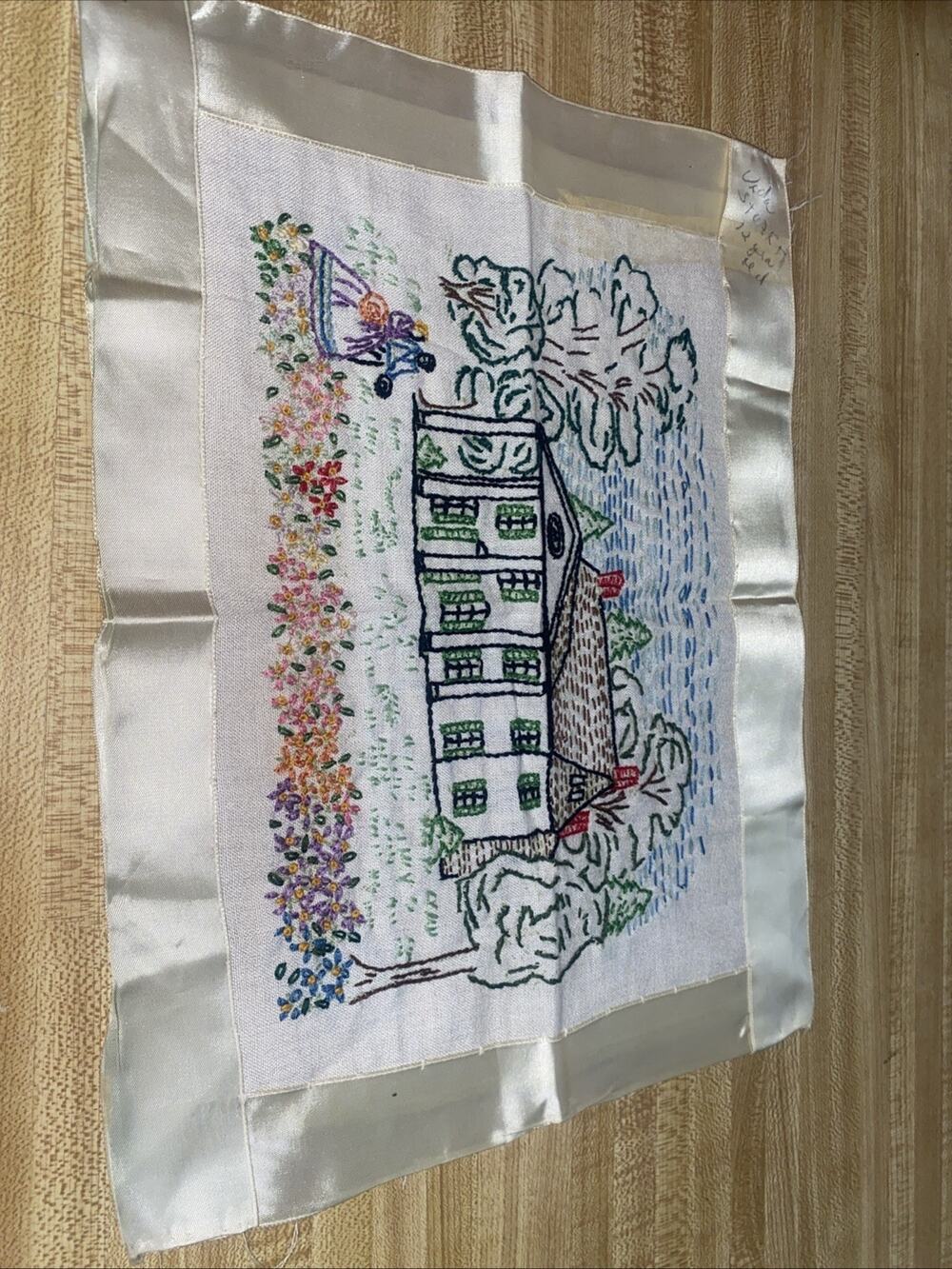 Vintage Handmade Needle Point Deep South Plantation Scene 11” X 8”